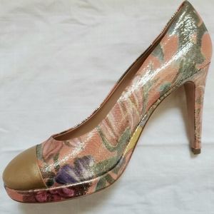 Chanel brocade floral heels